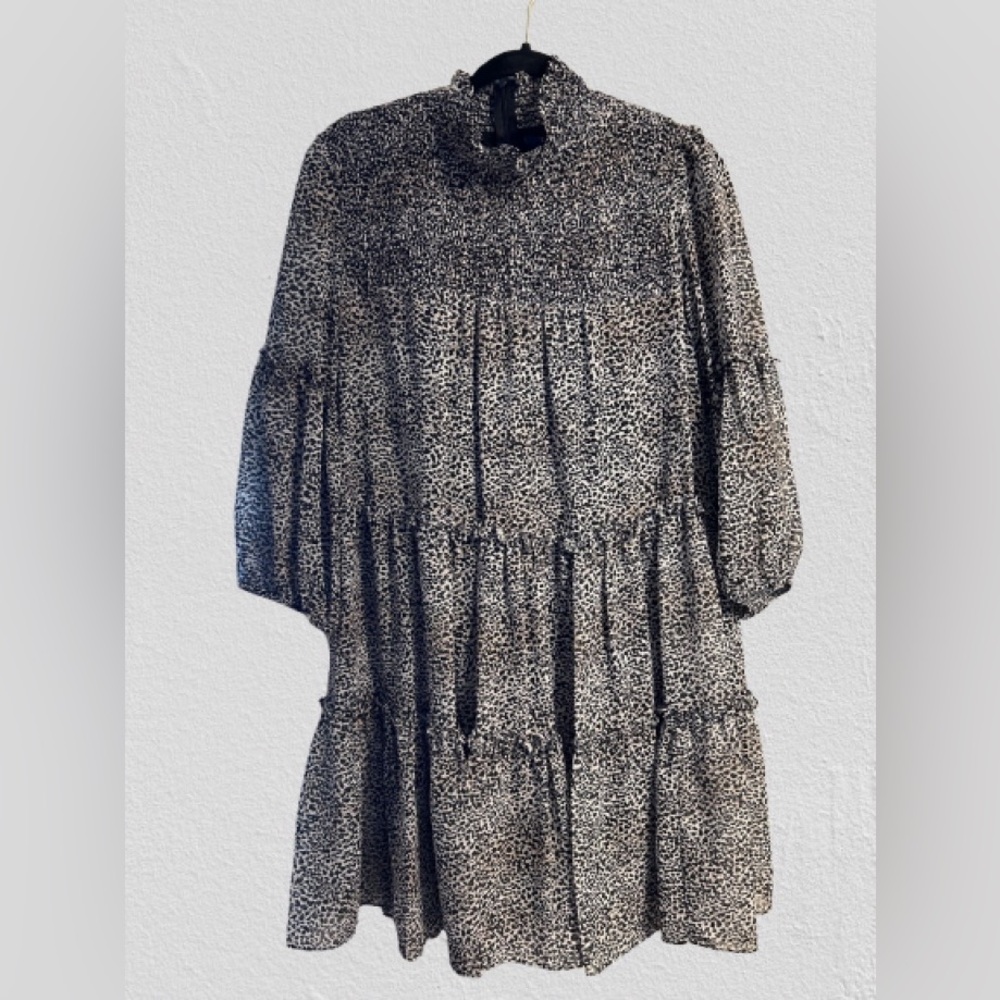 Animal print tiered dress